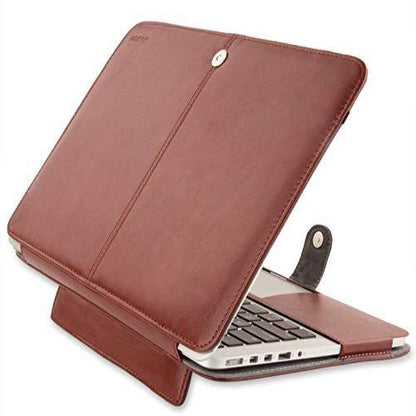 MOSISO Compatible with MacBook Pro Retina 13 inch Case A1502 A1425 2015-2012 Release, PU Leather Portfolio Protective Stand Cover Sleeve, Brown