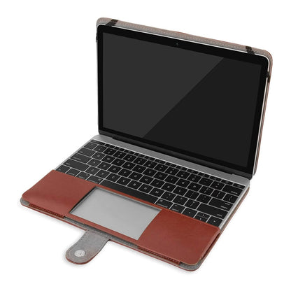 MOSISO PU Leather Case Compatible with MacBook 12 inch Case A1534 with Retina Display 2017 2016 2015 Release, Portfolio Protective Stand Cover Sleeve, Brown