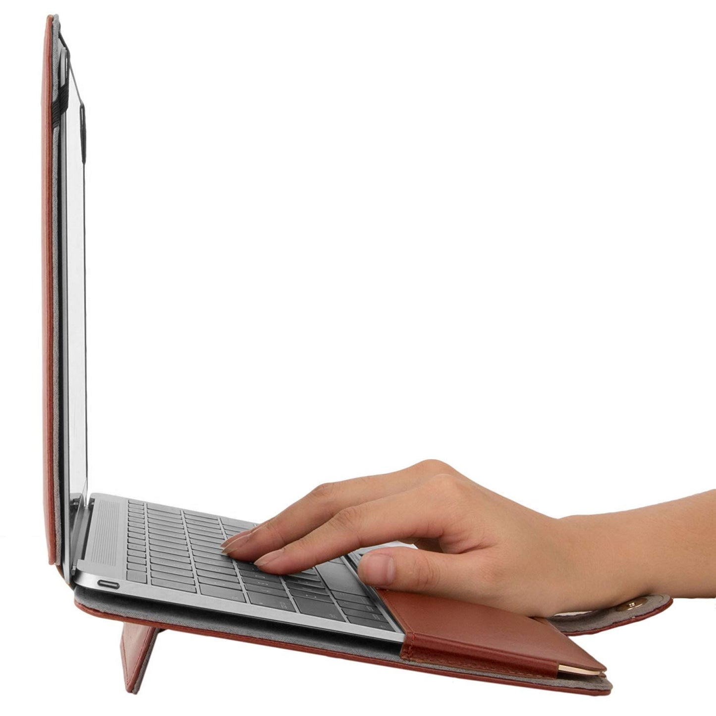 MOSISO PU Leather Case Compatible with MacBook 12 inch Case A1534 with Retina Display 2017 2016 2015 Release, Portfolio Protective Stand Cover Sleeve, Brown