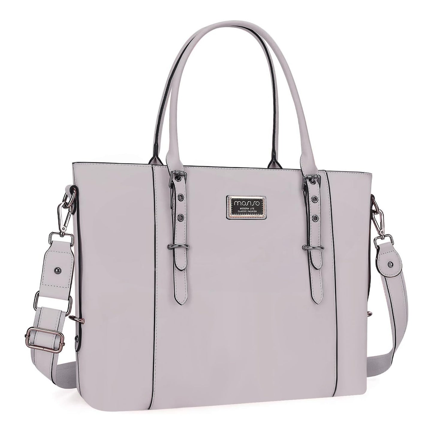 MOSISO PU Leather Laptop Tote Bag for Women, Waterproof Large Capacity Business Work Briefcase Shoulder Laptop Bag