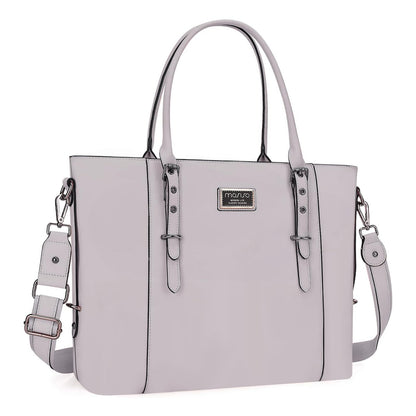MOSISO PU Leather Laptop Tote Bag for Women, Waterproof Large Capacity Business Work Briefcase Shoulder Laptop Bag