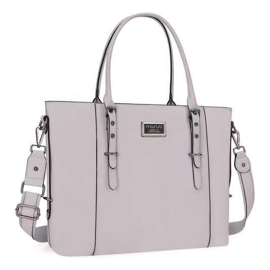 MOSISO Women Vintage Waterproof PU Leather Laptop Tote Bag, Fits 13.3/15.6/17.3 Inch, Large Capacity Business Work Shoulder Briefcase