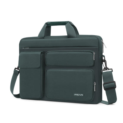 MOSISO Laptop Shoulder Bag, 13-17.3 Inch Notebook Case with 2 Raised & 1 Flapover Horizontal Pockets, Handle & Luggage Strap Fits MacBook Air Pro HP Dell Asus Lenovo