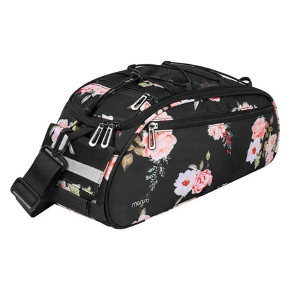 MOSISO Floral Print Waterproof Bike Rear Rack Bag, 12L Multi-Pocket Bicycle Trunk Storage Pouch with Reflective Strip & Detachable Shoulder Strap for Daily Cycling Commute