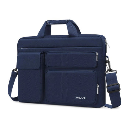MOSISO Laptop Shoulder Bag 13-17.3 inch, 13/13.3/14/16/17.3 inch Computer Bag Compatible with MacBook Air/Pro 13 / Pro 14, HP Dell ASUS Lenovo with 2 Raised&1 Flapover&1 Horizontal Pocket&Handle&Belt