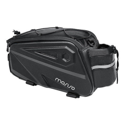 MOSISO 14L Hard EVA Waterproof Bike Rear Rack Trunk Bag, Shockproof Bicycle Storage Saddle Pouch with Bottle Pocket, Reflective Strip & Detachable Shoulder Strap for Mountain Road Bike Commute Cycling