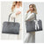 MOSISO Laptop Bag for Women, PU Leather Tote Bag, Front Embossed Retro Hibiscus Computer Bags with Silk Scarf&Clutch Purse