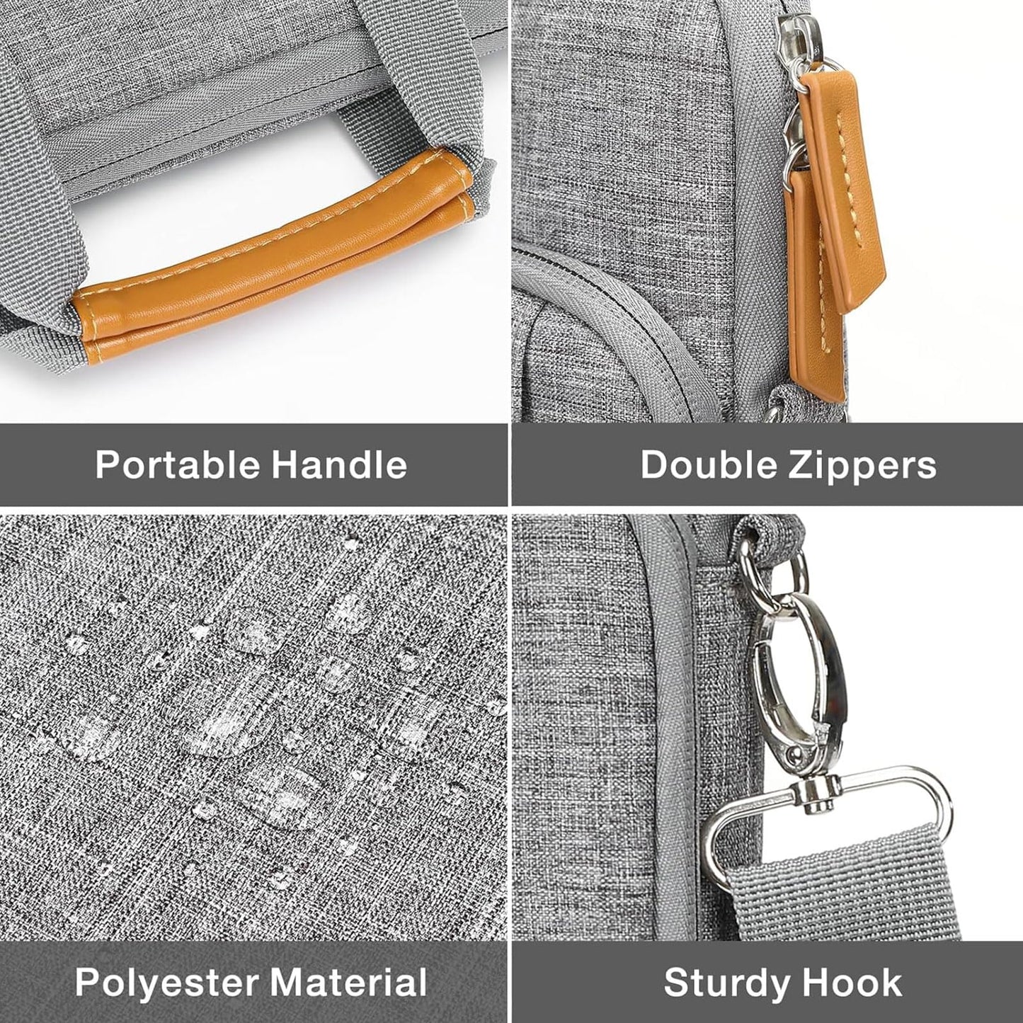 MOSISO 360 Protective Laptop Bag, 15.6 inch Vertical Computer Bag Compatible with MacBook Pro 16 inch, HP, Dell, Lenovo, Asus Notebook with Shoulder Strap & Front Raised & Vertical Pockets, Gray iMosiso