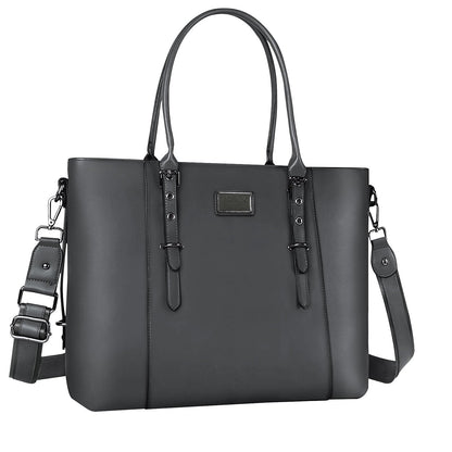 MOSISO PU Leather Laptop Tote Bag for Women, Waterproof Large Capacity Business Work Briefcase Shoulder Laptop Bag