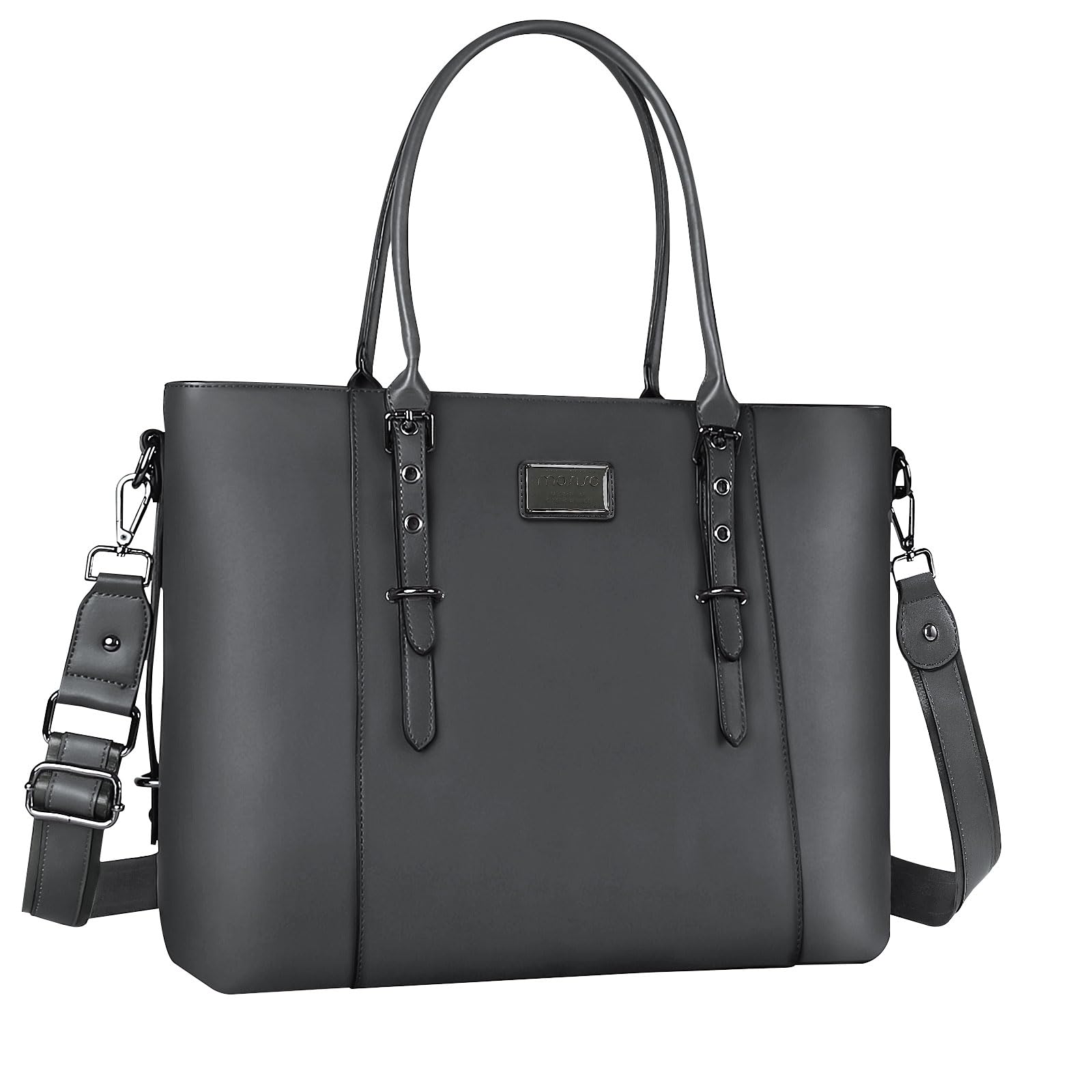 MOSISO PU Leather Laptop Tote Bag for Women, Waterproof Large