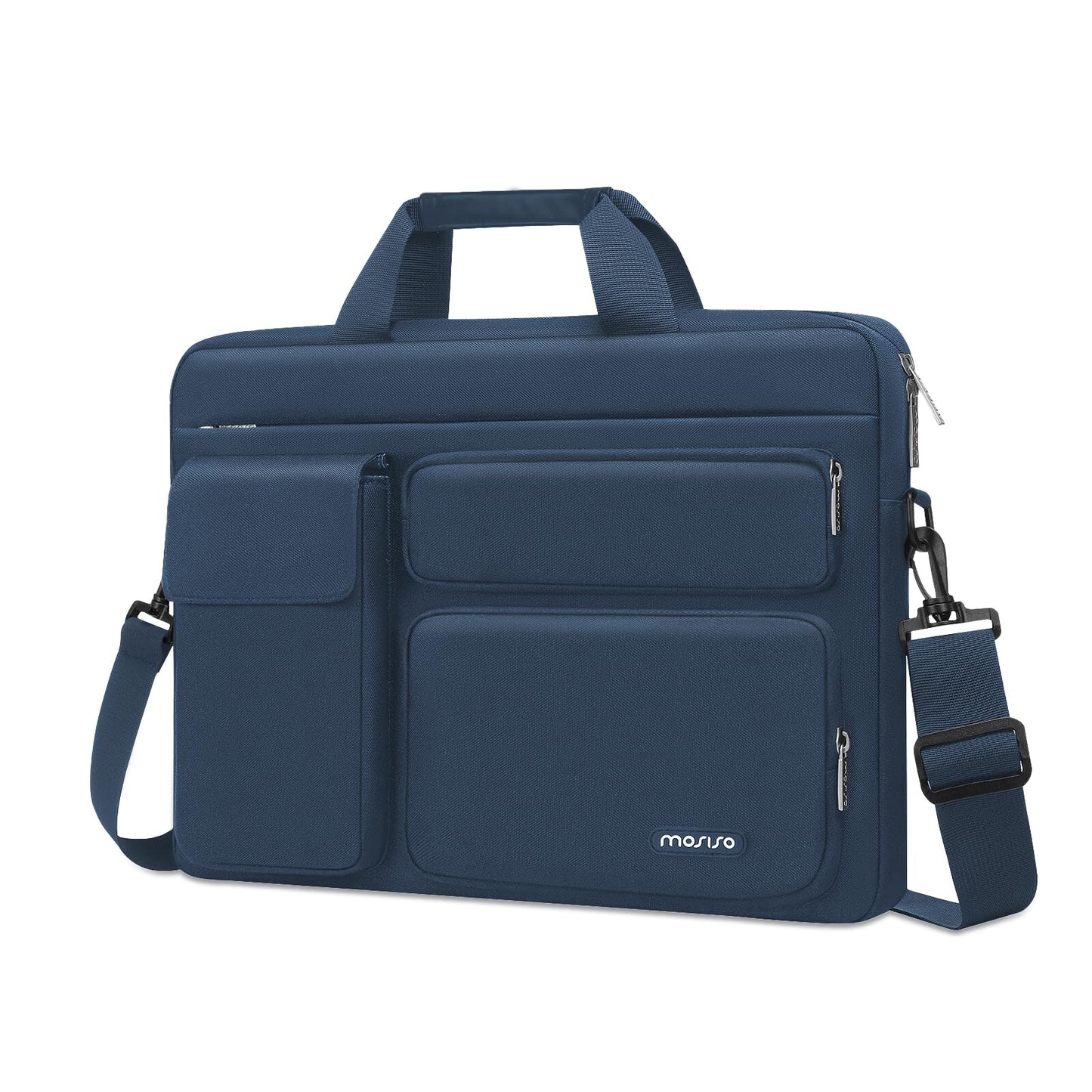 MOSISO Laptop Shoulder Bag 13-17.3 inch, 13 inch Computer Bag Compatible with MacBook Air M4 M3 M2 M1 2025-2018/Pro M2 M1 2025-2016 with 2 Raised&1 Flapover&1 Horizontal Pocket&Handle&Belt, Black iMosiso