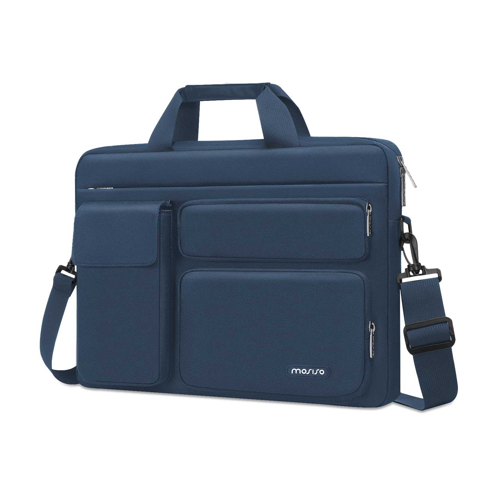 MOSISO Laptop Shoulder Bag 13-17.3 inch, 13 inch Computer Bag Compatible with MacBook Air M4 M3 M2 M1 2025-2018/Pro M2 M1 2025-2016 with 2 Raised&1 Flapover&1 Horizontal Pocket&Handle&Belt, Black iMosiso