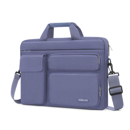 MOSISO Laptop Shoulder Bag, 13-17.3 Inch Notebook Case with 2 Raised & 1 Flapover Horizontal Pockets, Handle & Luggage Strap Fits MacBook Air Pro HP Dell Asus Lenovo