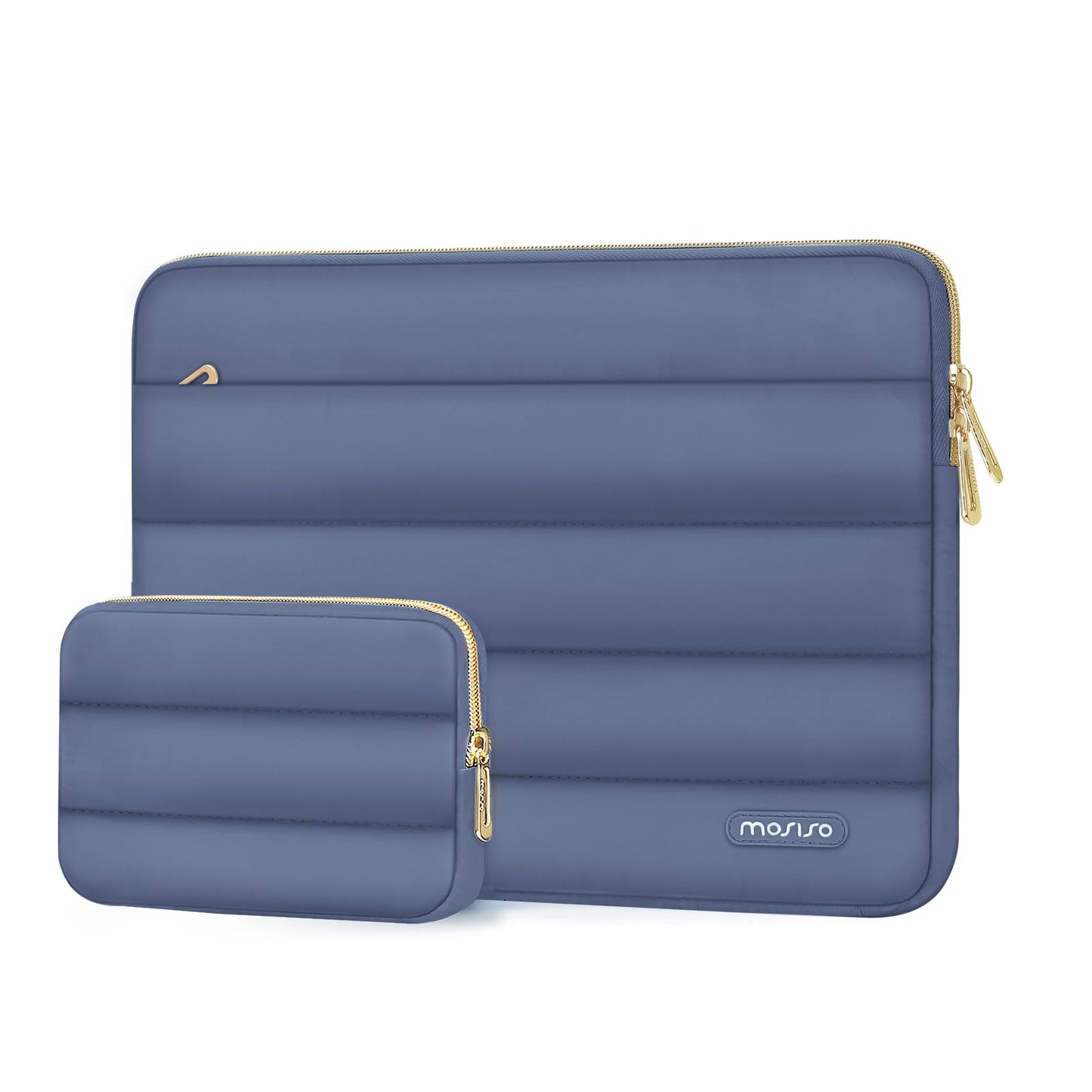 MOSISO 13.3 inch Laptop Case, 13-13.3 inch Puffy Laptop Sleeve Compatible with MacBook Air 13 13.6 M4 M3 M2 M1/Pro 13/Pro 14, HP Dell ASUS Lenovo,Polyester Horizontal Bag with Small Case, Brown