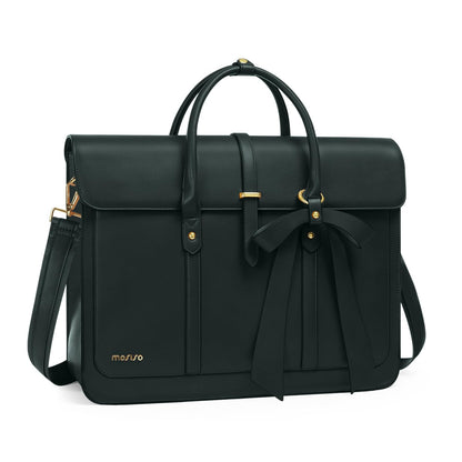 MOSISO Bowknot Convertible Women PU Laptop Bag, 4 Ways Carry Handbag Backpack Messenger Briefcase Fits 14/16/17.3 Inch Mac & Windows Notebooks