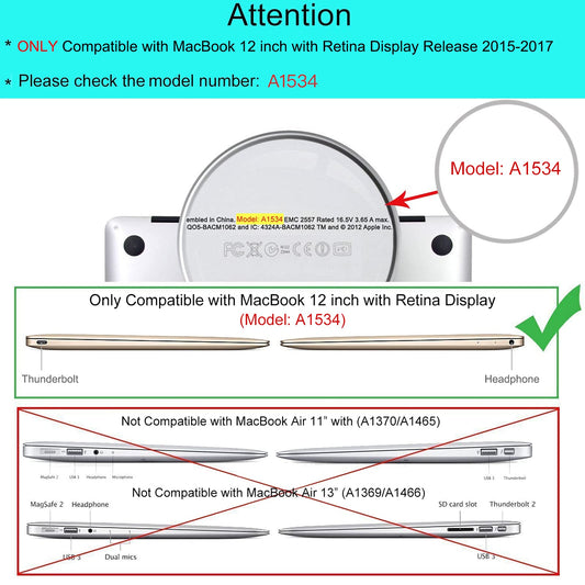 MOSISO Compatible with MacBook 12 inch Case with Retina Display (Model A1534, Release 2017 2016 2015), Plastic Peony Hard Shell Case & Keyboard Cover & Screen Protector, Black