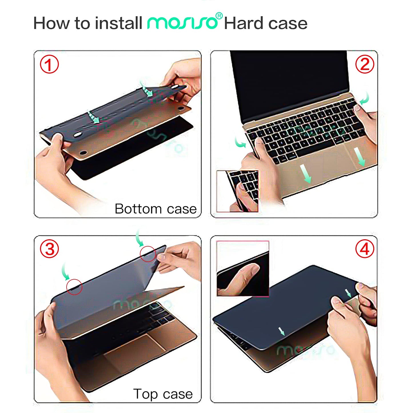 MOSISO Compatible with MacBook 12 inch Case with Retina Display (Model A1534, Release 2017 2016 2015), Plastic Peony Hard Shell Case & Keyboard Cover & Screen Protector, Black