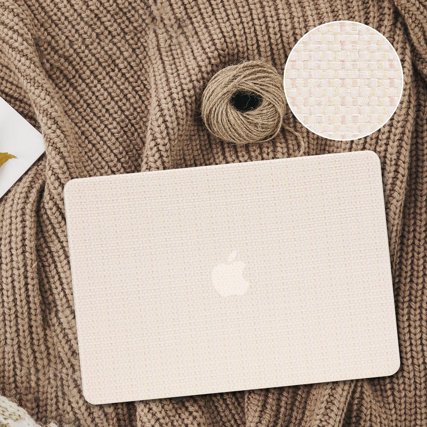 MOSISO Compatible with MacBook Pro 14 inch Case 2025-2021 M4 M3 M2 M1 A3112 A3185 A3401 A2918 A2992 A2779 A2442 Pro Max, Woven Grid PU Leather Coated Plastic Hard Case&Keyboard Cover&Screen Film,Beige