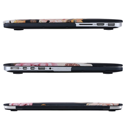 MOSISO Compatible with MacBook Pro 15 inch Case with Retina Display (Model: A1398, Older Version, 2015 - end 2012 Release), Plastic Peony Hard Shell Case & Keyboard Cover & Screen Protector, Black