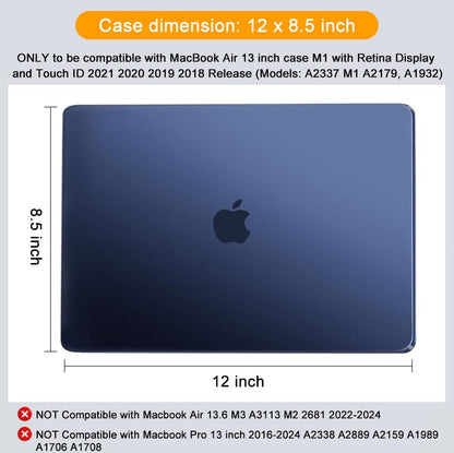 MOSISO Compatible with MacBook Air 13 inch Case 2022 2021 2020 2019 2018 A2337 M1 A2179 A1932, Ultra-Thin Slim Natural Original Color Protective Plastic Hard Shell for MacBook Air 13.3, Midnight Blue
