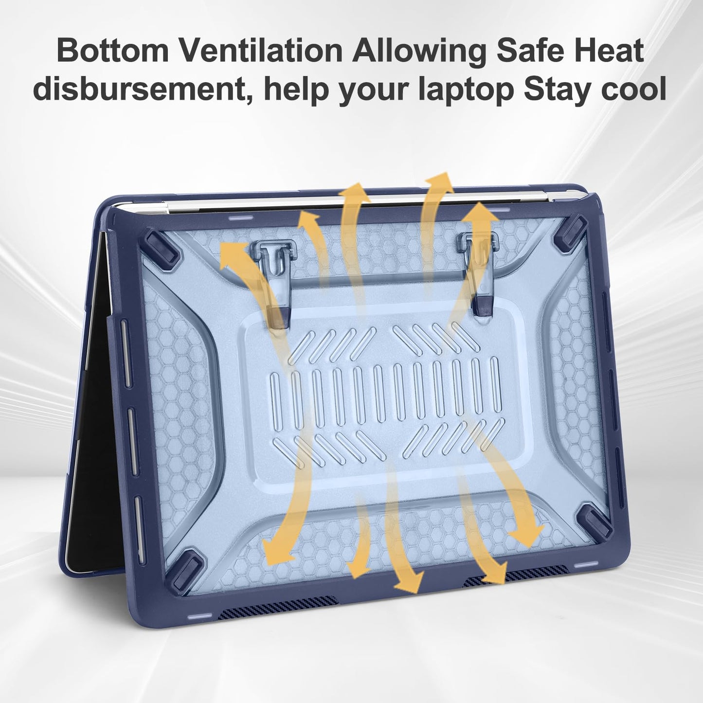 MOSISO Compatible with MacBook Pro 13 inch Case M2 2025-2016 A2338 M1 A2251 A2289 A2159 A1989 A1708 A1706,Honeycomb Heavy Duty TPU Bumper Plastic Hard Case with Fold Kickstand&Keyboard Cover,Navy Blue