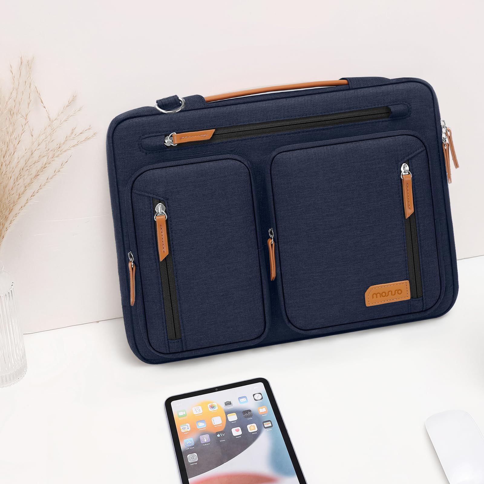 MOSISO 360 Protective Laptop Shoulder Bag, Computer Bags, Side Open Messenger Bag with 5 Accessory Pockets & Belt iMosiso