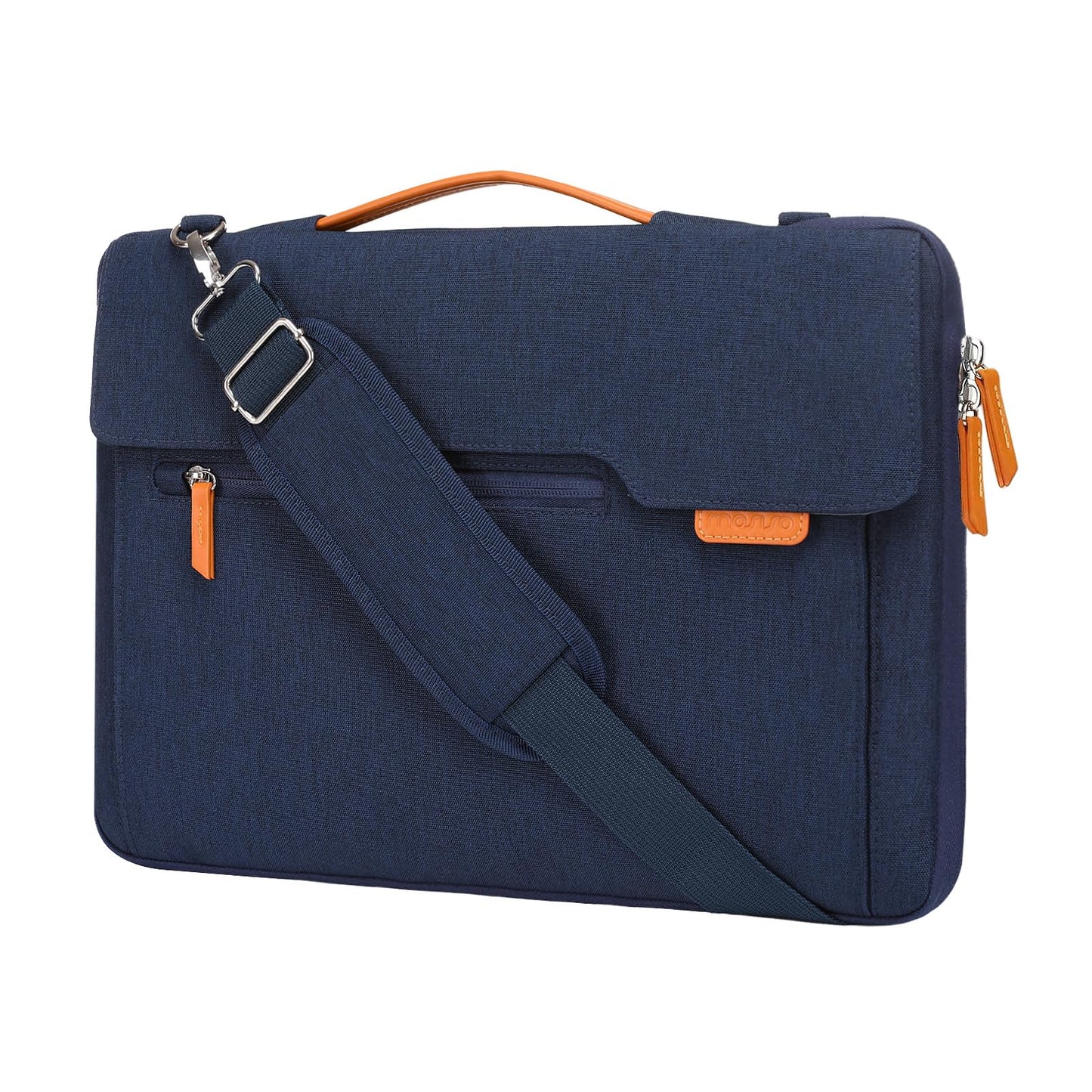 MOSISO 360 Protective Laptop Shoulder Bag, 15-15.6 inch Computer Bag Compatible with MacBook Pro 16, HP, Dell, Lenovo, Asus Notebook,Flapover Sleeve with Fully Open Zipper&Handle&Pockets, Navy Blue iMosiso