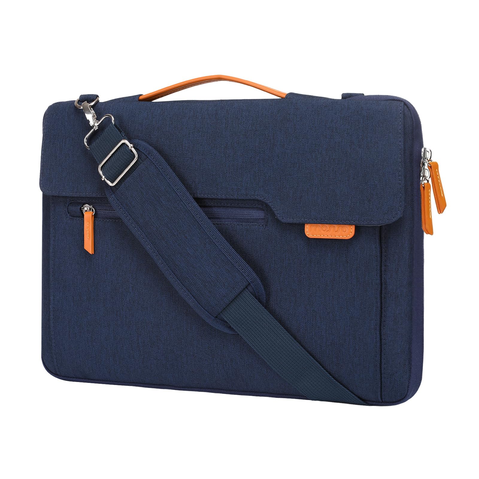 MOSISO 360 Protective Laptop Shoulder Bag, 15-15.6 inch Computer Bag Compatible with MacBook Pro 16, HP, Dell, Lenovo, Asus Notebook,Flapover Sleeve with Fully Open Zipper&Handle&Pockets, Navy Blue iMosiso