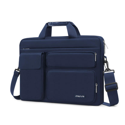MOSISO Laptop Shoulder Bag, 13-17.3 Inch Notebook Case with 2 Raised & 1 Flapover Horizontal Pockets, Handle & Luggage Strap Fits MacBook Air Pro HP Dell Asus Lenovo