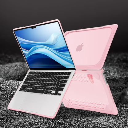 MOSISO Compatible with MacBook Air 15 inch Case 2025 2024 2023 Release M4 A3241 M3 A3114 M2 A2941, Heavy Duty Plastic Hard Shell Case Cover with Fold Kickstand&Keyboard Cover&Screen Film, Pink