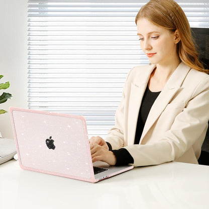 MOSISO Compatible with MacBook Air 15 inch Case 2025 2024 2023 M4 A3241 M3 A3114 M2 A2941,Anti-Cracking&Anti-Fingerprint Heavy Duty Glitter Plastic Hard Case with TPU Bumper&Keyboard Cover, Pink