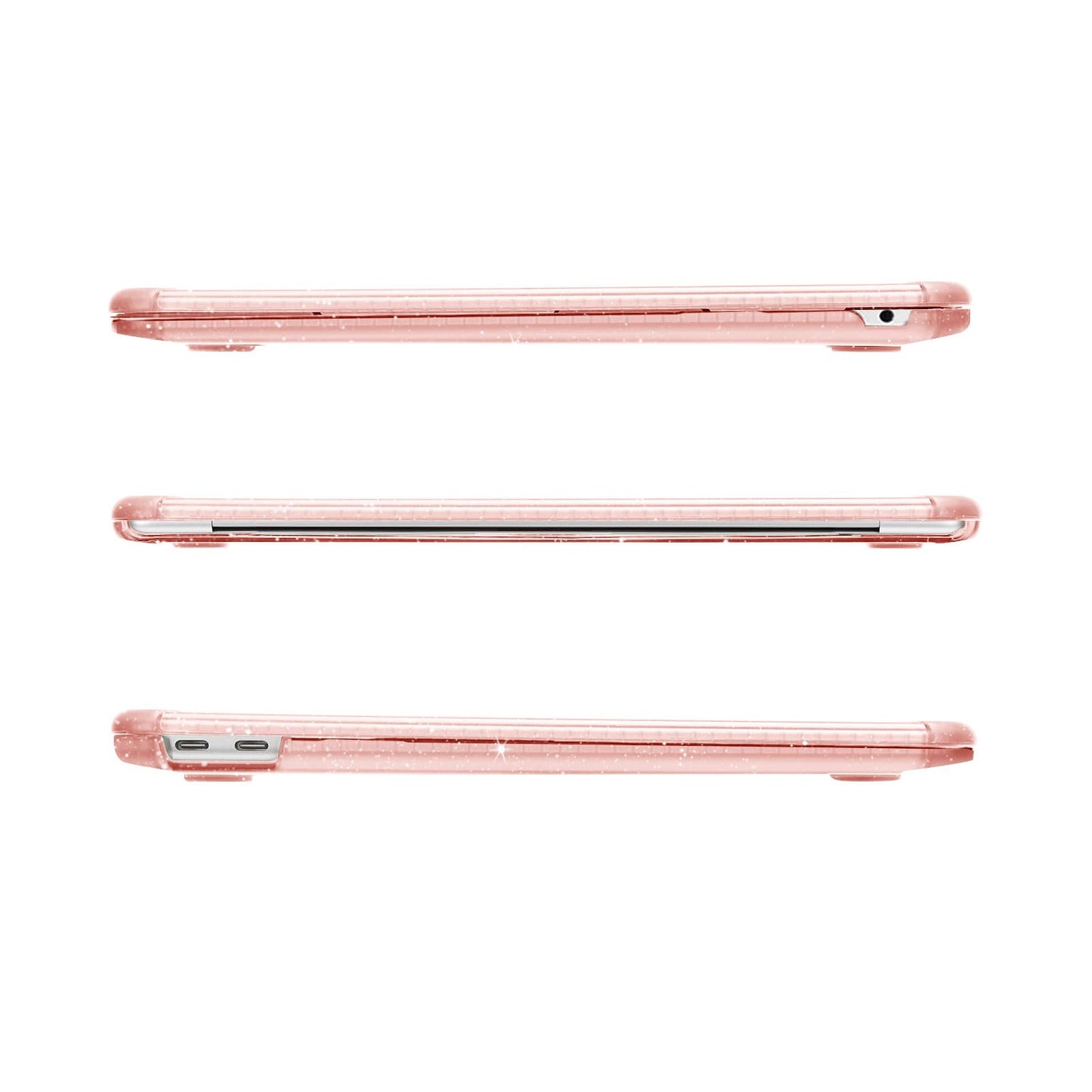 MOSISO Compatible with MacBook Air 13 inch Case 2022-2018 Release A2337 M1 A2179 A1932, Anti-Cracking&Anti-Fingerprint Heavy Duty Glitter Plastic Hard Case with TPU Bumper&Keyboard Cover, Pink