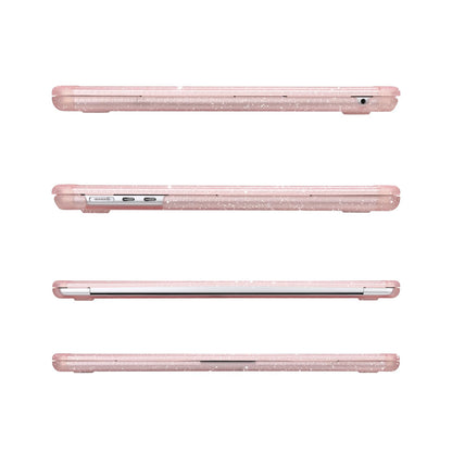 MOSISO Compatible with MacBook Air 15 inch Case 2025 2024 2023 M4 A3241 M3 A3114 M2 A2941,Anti-Cracking&Anti-Fingerprint Heavy Duty Glitter Plastic Hard Case with TPU Bumper&Keyboard Cover, Pink