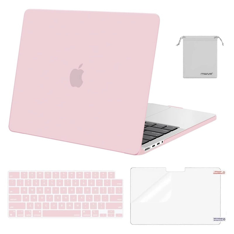 MOSISO Compatible with MacBook Pro 14 inch Case M5-M1 2026-2021 A3427 A3426 A3434 A3112 A3185 A3401 A2918 A2992 A2779 A2442,Hard Case&Keyboard Skin&ScreenFilm&Pouch, Rose Quartz