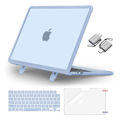 MOSISO Shock-Absorbing Cover Compatible with MacBook Air 13 inch Case M2-M5 2022-2026 A2681 A3113 A3240 A3449, 4 in 1 Kit Anti-Crack Hard Shell with Kickstand