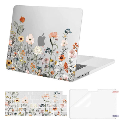 MOSISO Compatible with MacBook Pro 16 inch Case 2026-2021 M5-M1 A3403 A3186 A2991 A2780 A2485 Pro Max, Plastic Garden Flowers Hard Case&Keyboard Cover&Screen Protector