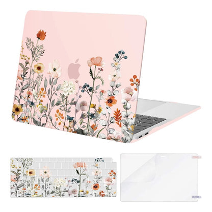 MOSISO Garden Floral Print Hard Shell 3-in-1 Set, Fits MacBook Pro 13 M1 M2 A1706 A1708 A1989 A2159 A2251 A2289 A2338 Notebook