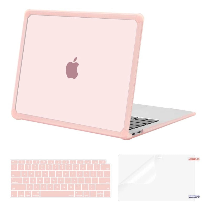 MOSISO Compatible with MacBook Air 13 inch Case Anti-Cracking Heavy Duty Plastic Hard Shell Case with TPU Bumper&Keyboard Cover&Screen Film