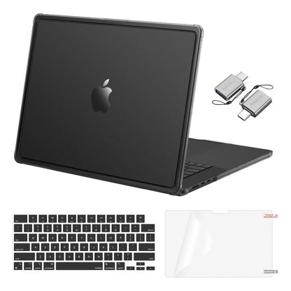 MOSISO 4 in 1 Hard Case Kit Compatible with MacBook Pro 16 Inch M5-M1 2021-2026 A3429 A3428 A3403 A3186 A2991 A2780 A2485, Matte Reinforced Corner Shockproof Protective Shell, Black