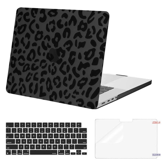 MOSISO Compatible with MacBook Pro 16 inch Case M5 2026 M4 2025 M3 M2 M1 2024-2021 A3429 A3428 A3403 A3186 A2991 A2780 A2485 Pro Max Chip,Leopard Grain Hard Case&Keyboard Cover&Screen Film, Black