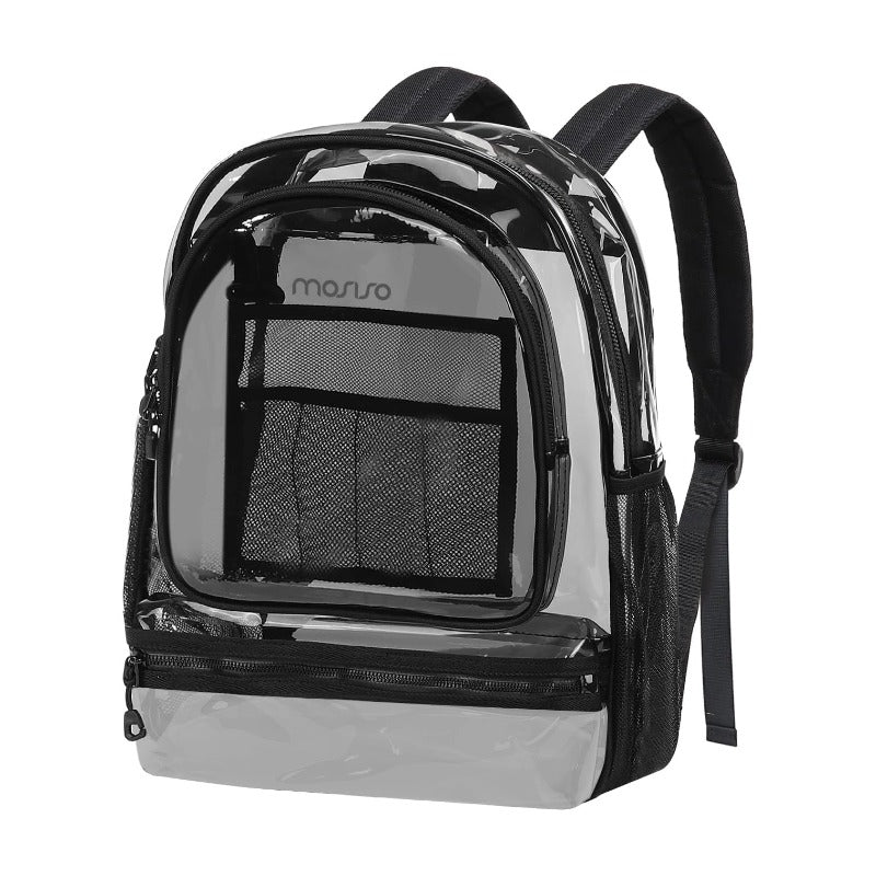 MOSISO 15.6-16 inch Travel Laptop Backpack, Waterproof Stylish Large Capacity Casual Daypack Bag for Business, Fashion TPU Transparent Computer Bag with Reinforced Strap, Black