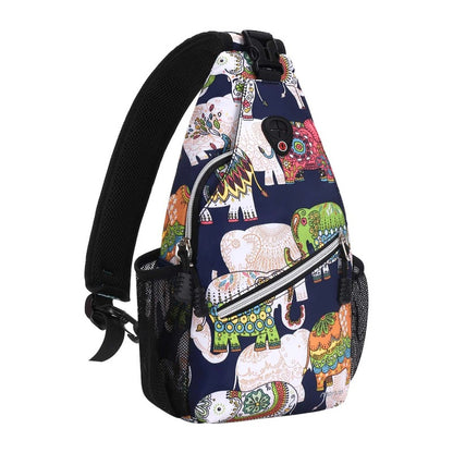 MOSISO Pattern Mini Sling Backpack, Unisex Crossbody Chest Daypack with Anti-Theft Pocket & Side Mesh Bottle Holders, Fits iPad Mini for Hiking Cycling Travel Sports