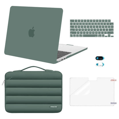 MOSISO Compatible with MacBook Air 13 inch Case M2-M5 2022-2026 A3449 A3240 A3113 A2681, 5 in 1 Protective Kit: Hard Case, Puffy Bag, Keyboard Cover, Webcam Cover & Screen Film