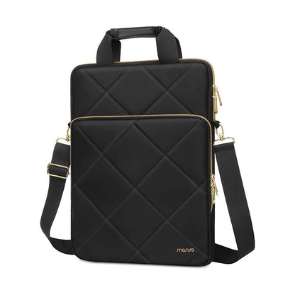 MOSISO Vertical Rhombus Quilted Laptop Shoulder Bag with Trolley Sleeve, Front Pocket & Top Handle, Multi-Size Notebook Carry Case For Office Travel