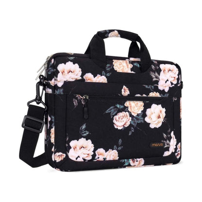 MOSISO Laptop Shoulder Bag for Women, 13.3-15.6 inch Computer Bag Compatible with MacBook Air 15 inch/Pro 16 inch, HP Dell Lenovo Asus, 15.6 inch Camellia Sleeve with Adjustable Depth at Bottom, Grey