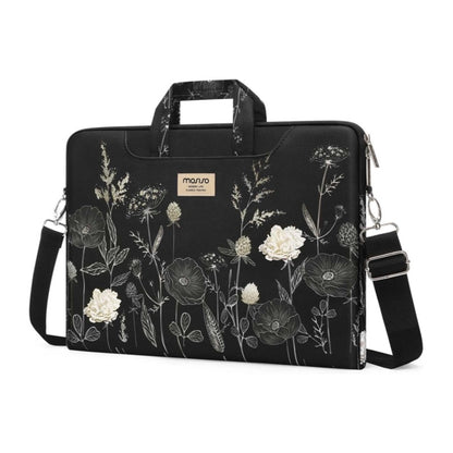 MOSISO Floral Laptop Shoulder Bag For Women, 15-16 Inch Messenger Sleeve With Detachable Strap, Compatible With MacBook Air 15 Pro 16 HP Dell Lenovo Asus Notebook
