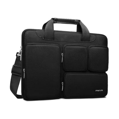 MOSISO Polyester Laptop Messenger Shoulder Bag with 4 Front Zipper Pockets & Luggage Belt, Fits 15–16 Inch MacBook Pro M1 M2 A2141 A2485 A2780 Notebook