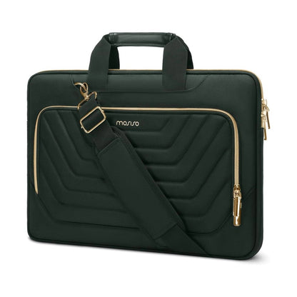 MOSISO Laptop Messenger Shoulder Bag, 15–16 Inch Notebook Case with Front Inverted Trapezoid Quilted Pocket, Fits MacBook Air Pro HP Dell Asus