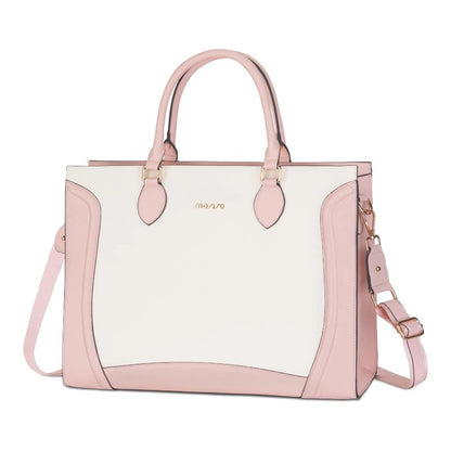 MOSISO Vertical Curve Color Block Waterproof Work Tote, Multi-Pocket Laptop Tote with Adjustable Cross Strap Fits 15.6 Inch Laptops for Office Teacher College Women