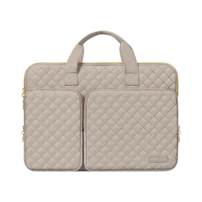 MOSISO 360 Protective Square Quilted Laptop Sleeve with 2 Pockets, Handle & Belt, Fits 13–16 Inch MacBook M1-M5 HP Acer Dell Lenovo Notebook